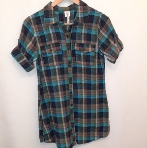 Brown& Blue Button Up Long Medium Shirt